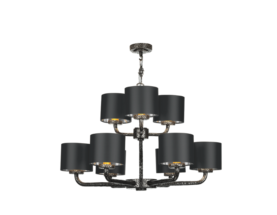 David Hunt Lighting  Sloane 9 Light Complete With Bespoke  Shades Pewter