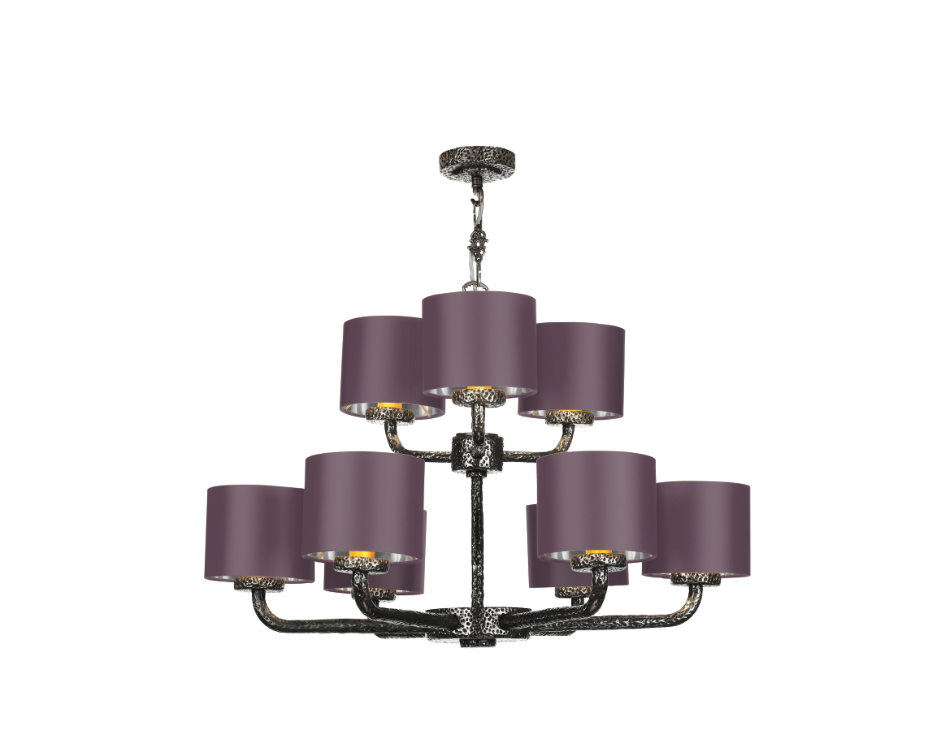 David Hunt Lighting  Sloane 9 Light Complete With Bespoke  Shades Pewter