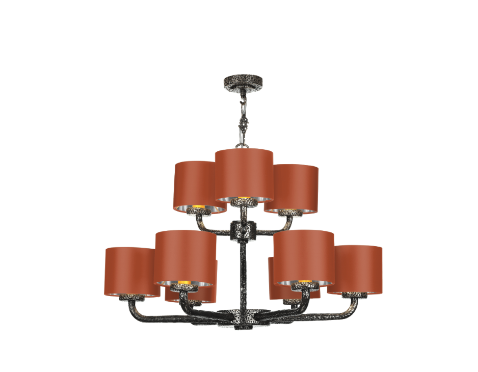 David Hunt Lighting  Sloane 9 Light Complete With Bespoke  Shades Pewter