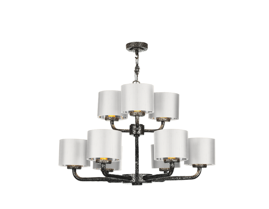 David Hunt Lighting  Sloane 9 Light Complete With Bespoke  Shades Pewter