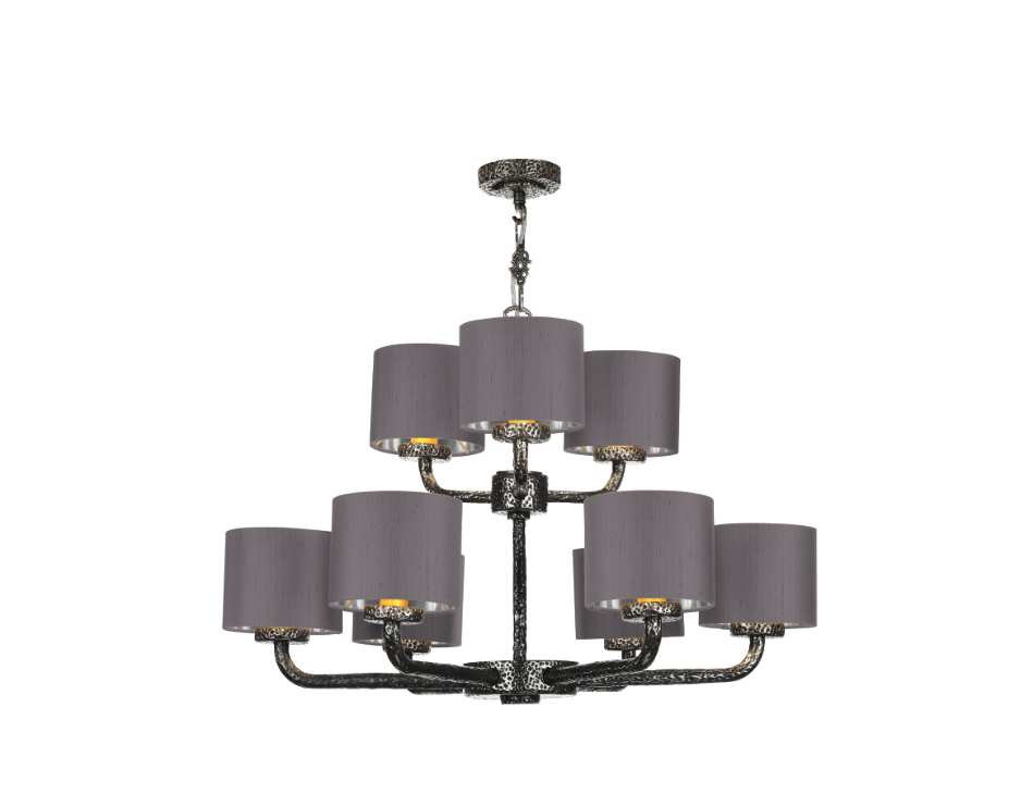 David Hunt Lighting  Sloane 9 Light Complete With Bespoke  Shades Pewter