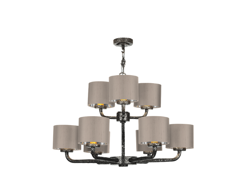 David Hunt Lighting  Sloane 9 Light Complete With Bespoke  Shades Pewter