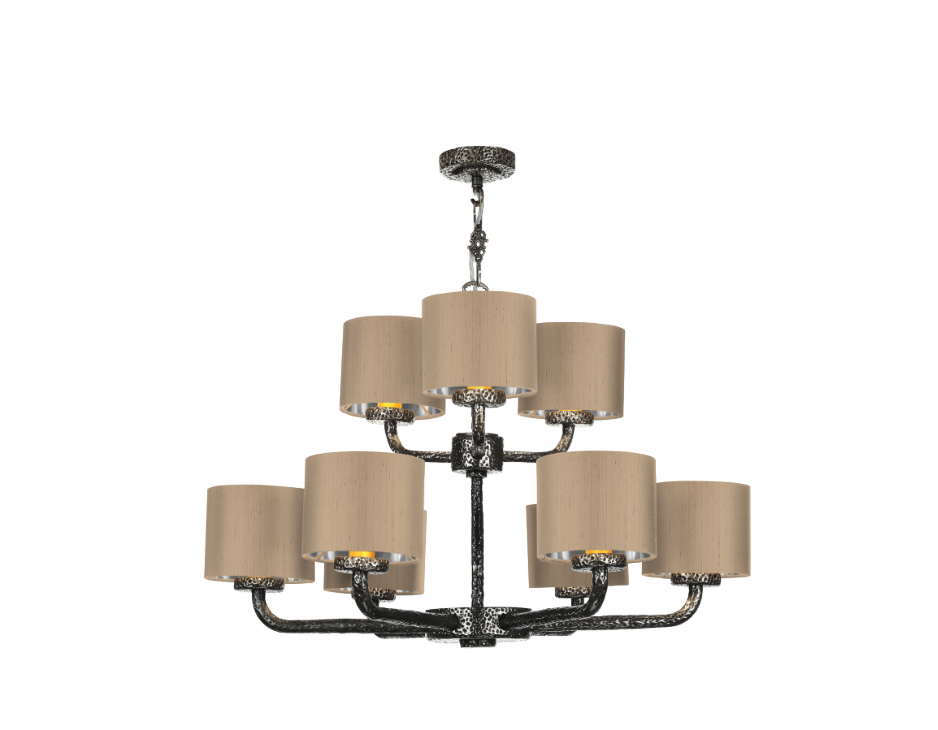 David Hunt Lighting  Sloane 9 Light Complete With Bespoke  Shades Pewter