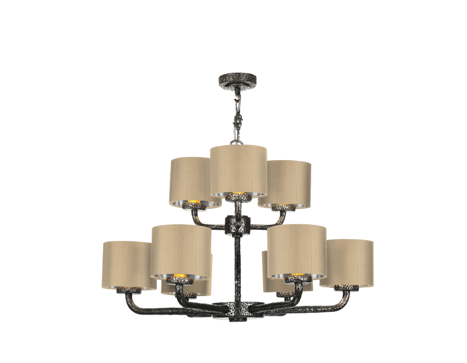 David Hunt Lighting  Sloane 9 Light Complete With Bespoke  Shades Pewter