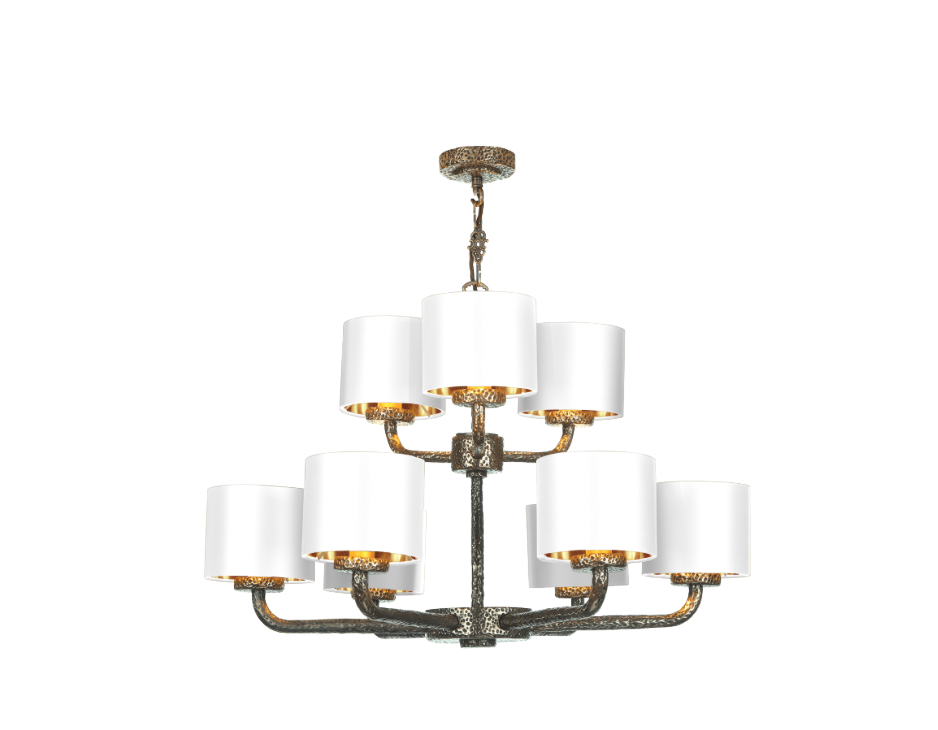 David Hunt Lighting  Sloane 9 Light Complete With Bespoke Shades Bronze