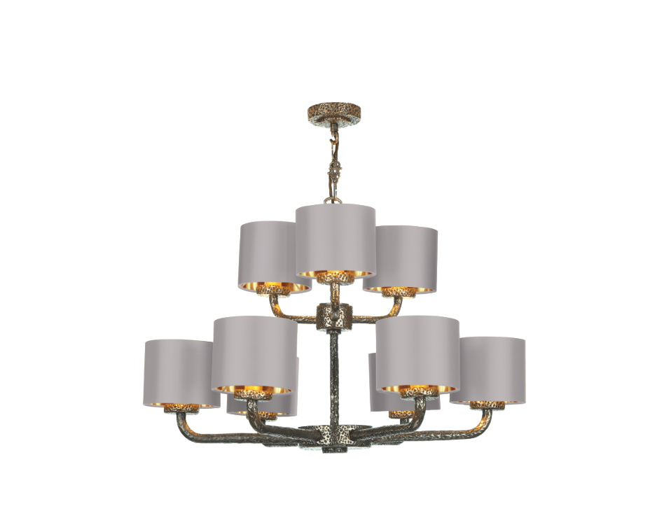 David Hunt Lighting  Sloane 9 Light Complete With Bespoke Shades Bronze