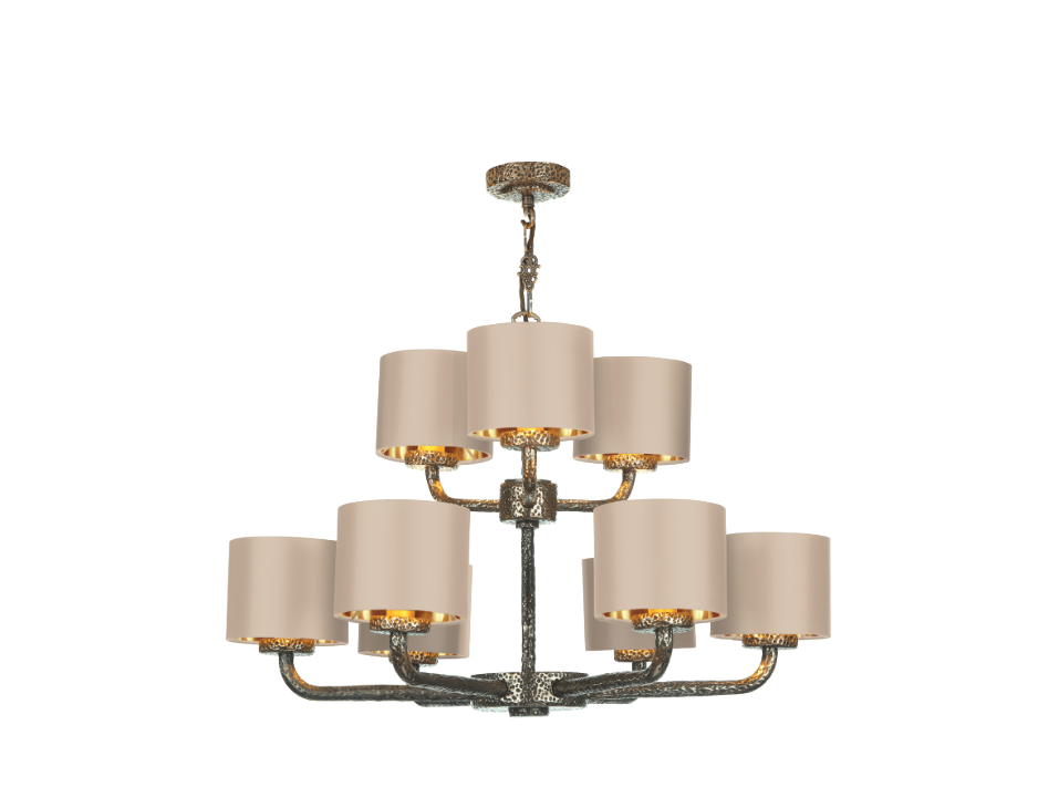 David Hunt Lighting  Sloane 9 Light Complete With Bespoke Shades Bronze