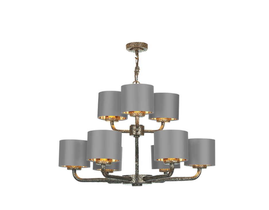 David Hunt Lighting  Sloane 9 Light Complete With Bespoke Shades Bronze