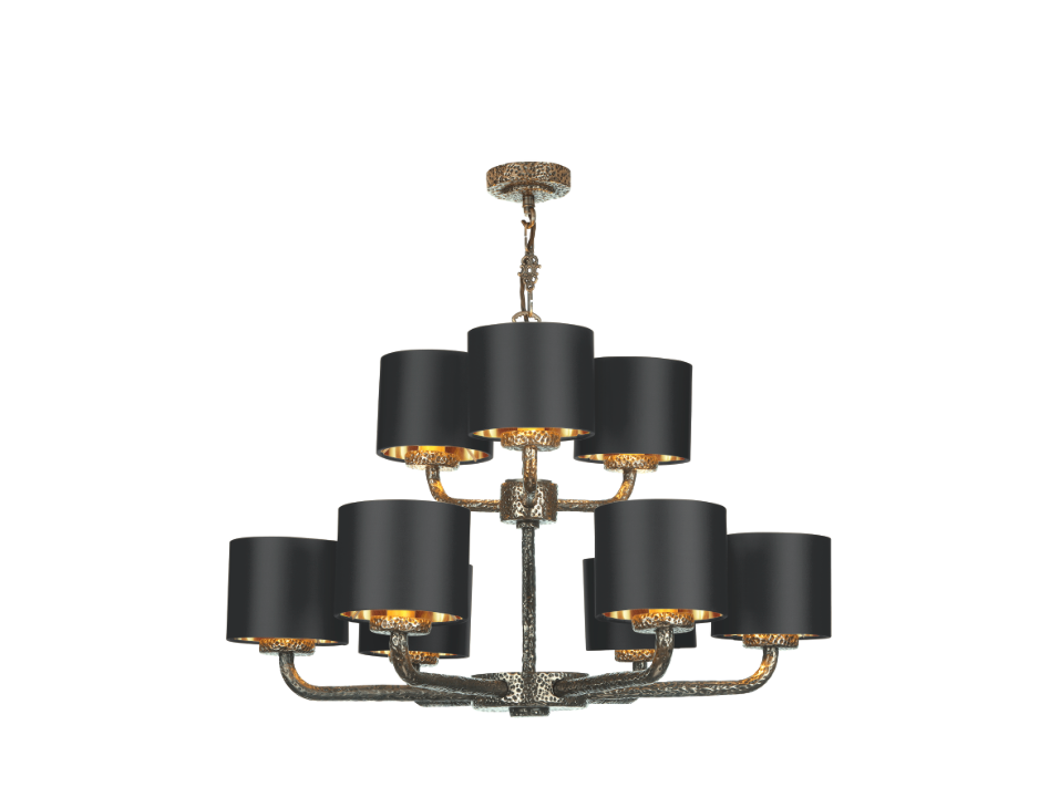 David Hunt Lighting  Sloane 9 Light Complete With Bespoke Shades Bronze