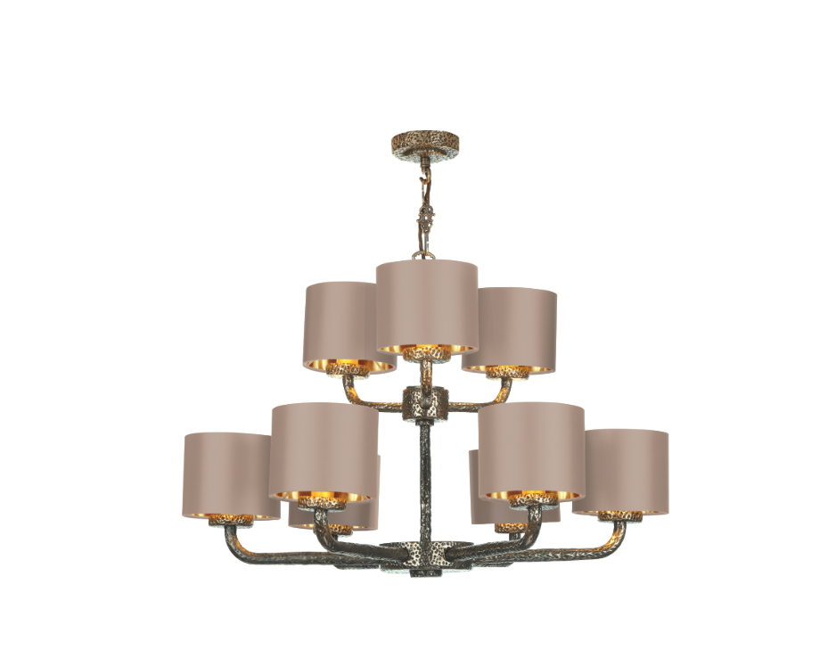David Hunt Lighting  Sloane 9 Light Complete With Bespoke Shades Bronze