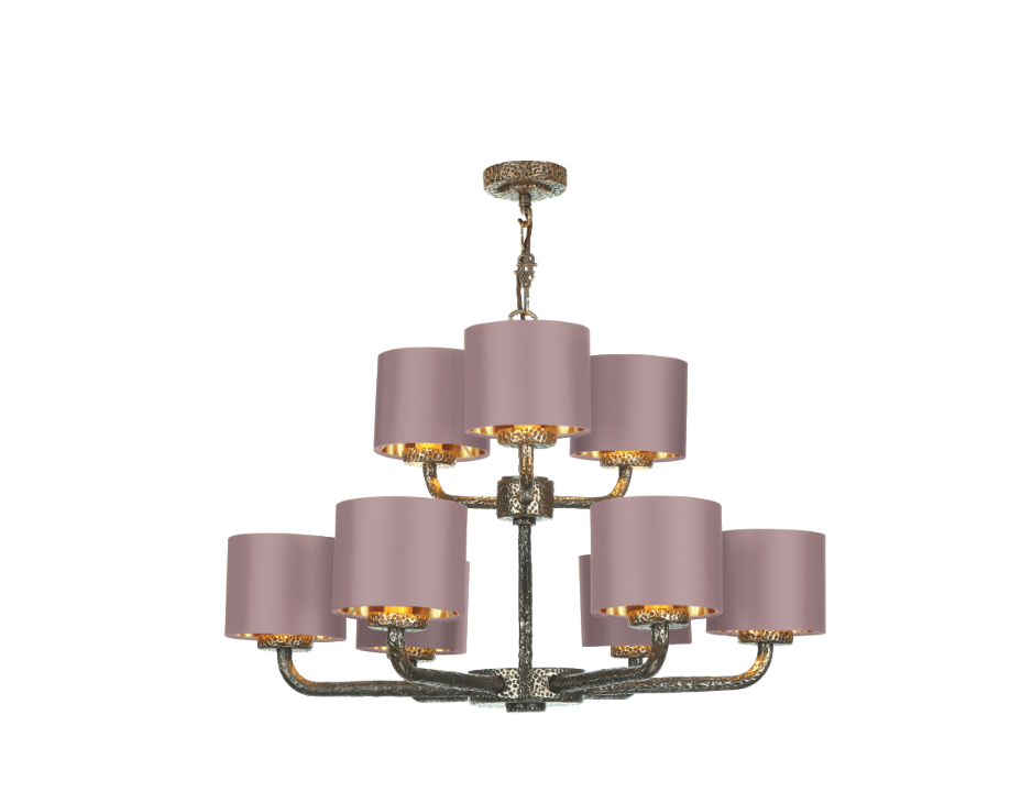 David Hunt Lighting  Sloane 9 Light Complete With Bespoke Shades Bronze