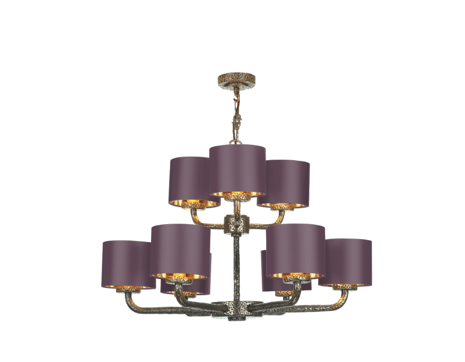 David Hunt Lighting  Sloane 9 Light Complete With Bespoke Shades Bronze