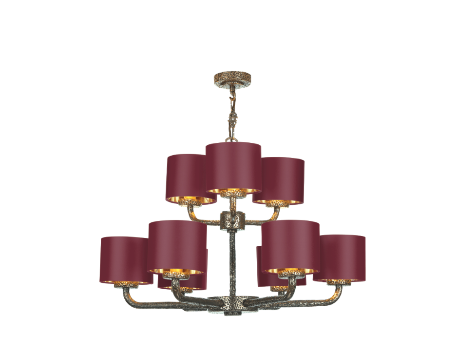 David Hunt Lighting  Sloane 9 Light Complete With Bespoke Shades Bronze
