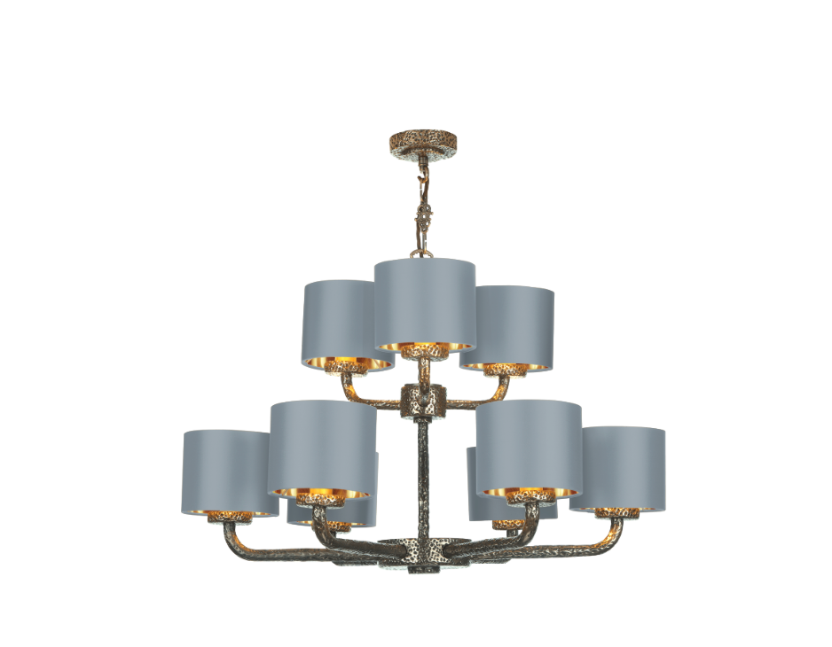 David Hunt Lighting  Sloane 9 Light Complete With Bespoke Shades Bronze