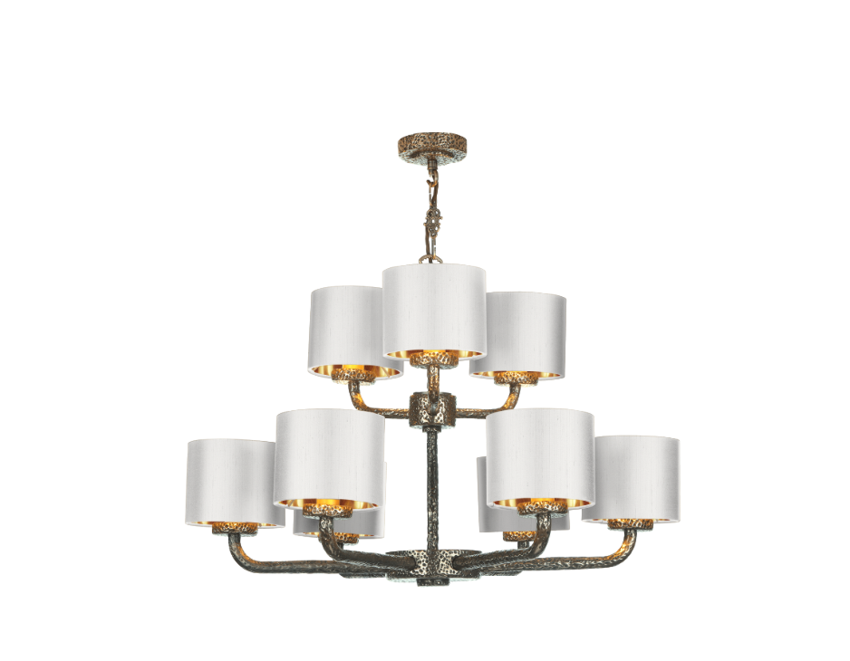 David Hunt Lighting  Sloane 9 Light Complete With Bespoke Shades Bronze