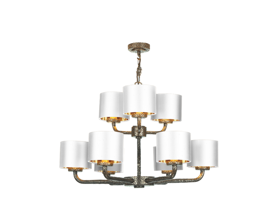 David Hunt Lighting  Sloane 9 Light Complete With Bespoke Shades Bronze