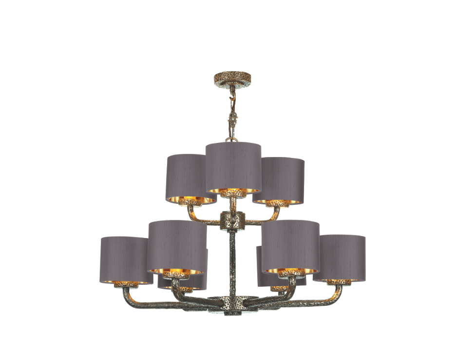 David Hunt Lighting  Sloane 9 Light Complete With Bespoke Shades Bronze