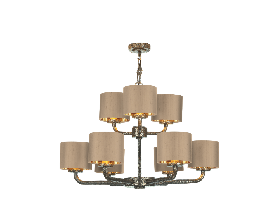 David Hunt Lighting  Sloane 9 Light Complete With Bespoke Shades Bronze