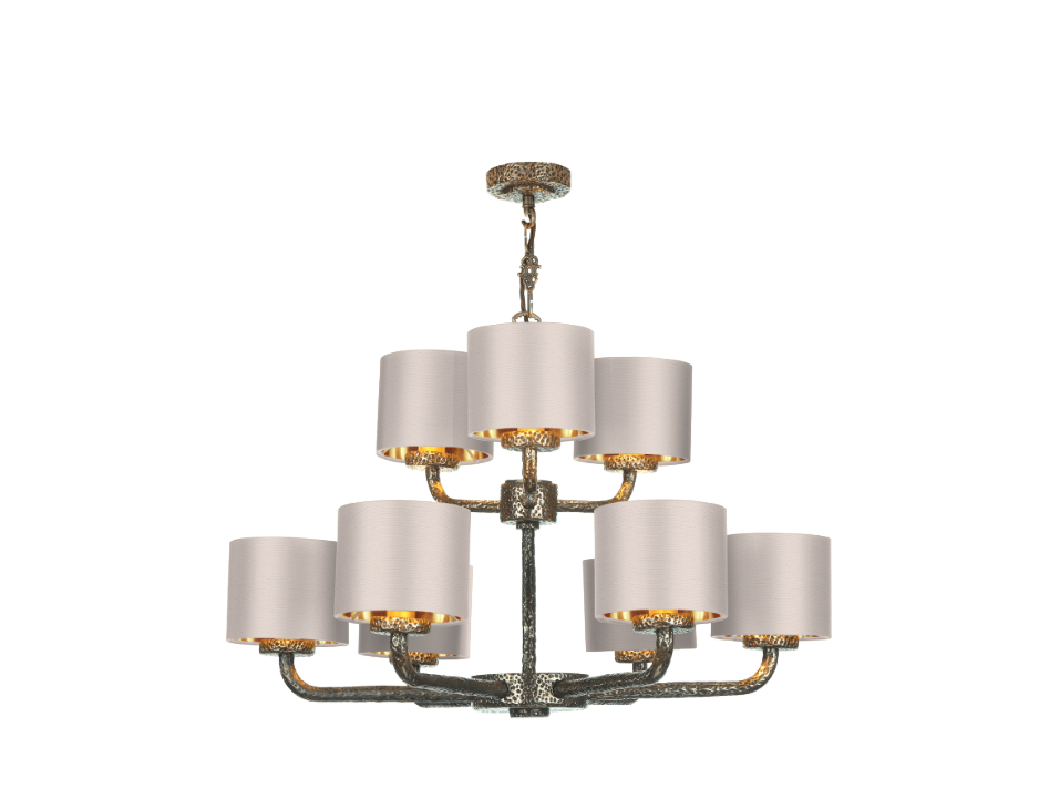 David Hunt Lighting  Sloane 9 Light Complete With Bespoke Shades Bronze