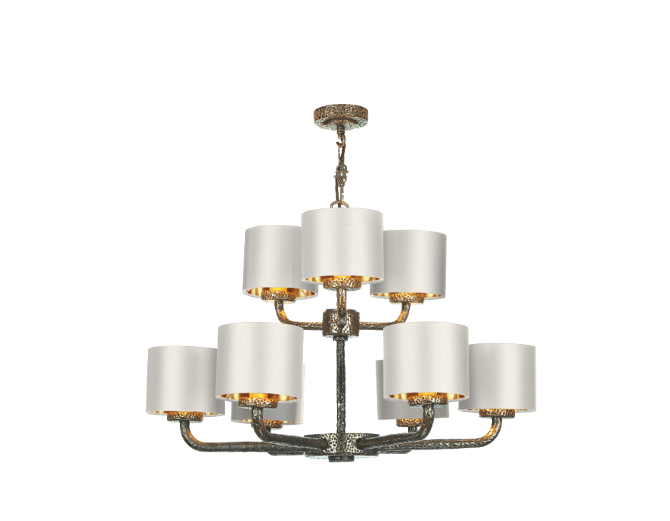 David Hunt Lighting  Sloane 9 Light Complete With Bespoke Shades Bronze