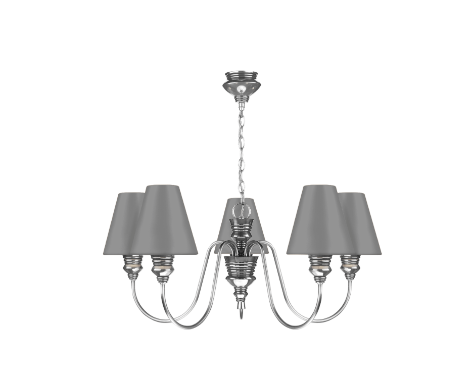 David Hunt Lighting Doreen 5 Light Chandelier Pewter Bespoke Shades