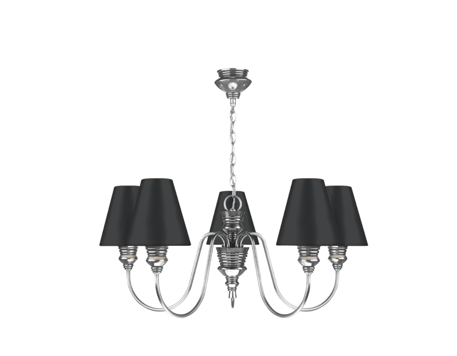 David Hunt Lighting Doreen 5 Light Chandelier Pewter Bespoke Shades