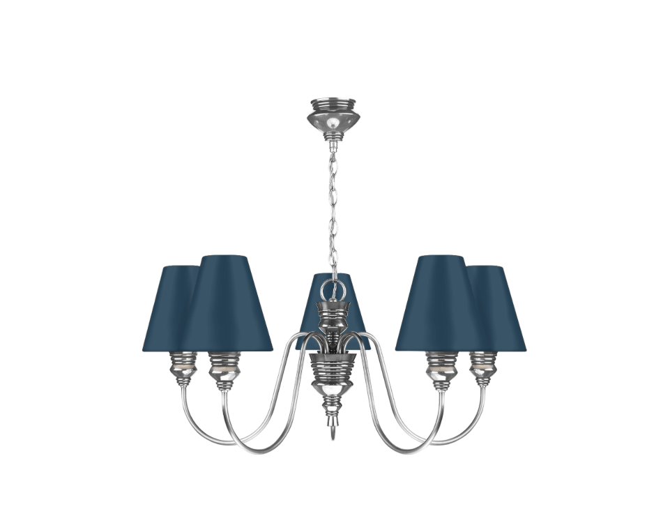 David Hunt Lighting Doreen 5 Light Chandelier Pewter Bespoke Shades