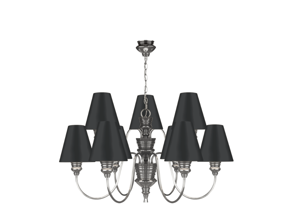David Hunt Lighting Doreen 9 Light Chandelier Pewter Bespoke Shades