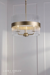 Laura Ashley Alexa 3lt Pendant Glass Matt Antique Brass