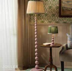 Joules Harewood Floor Lamp Matt Pink and Matt Antique Brass With Shade
