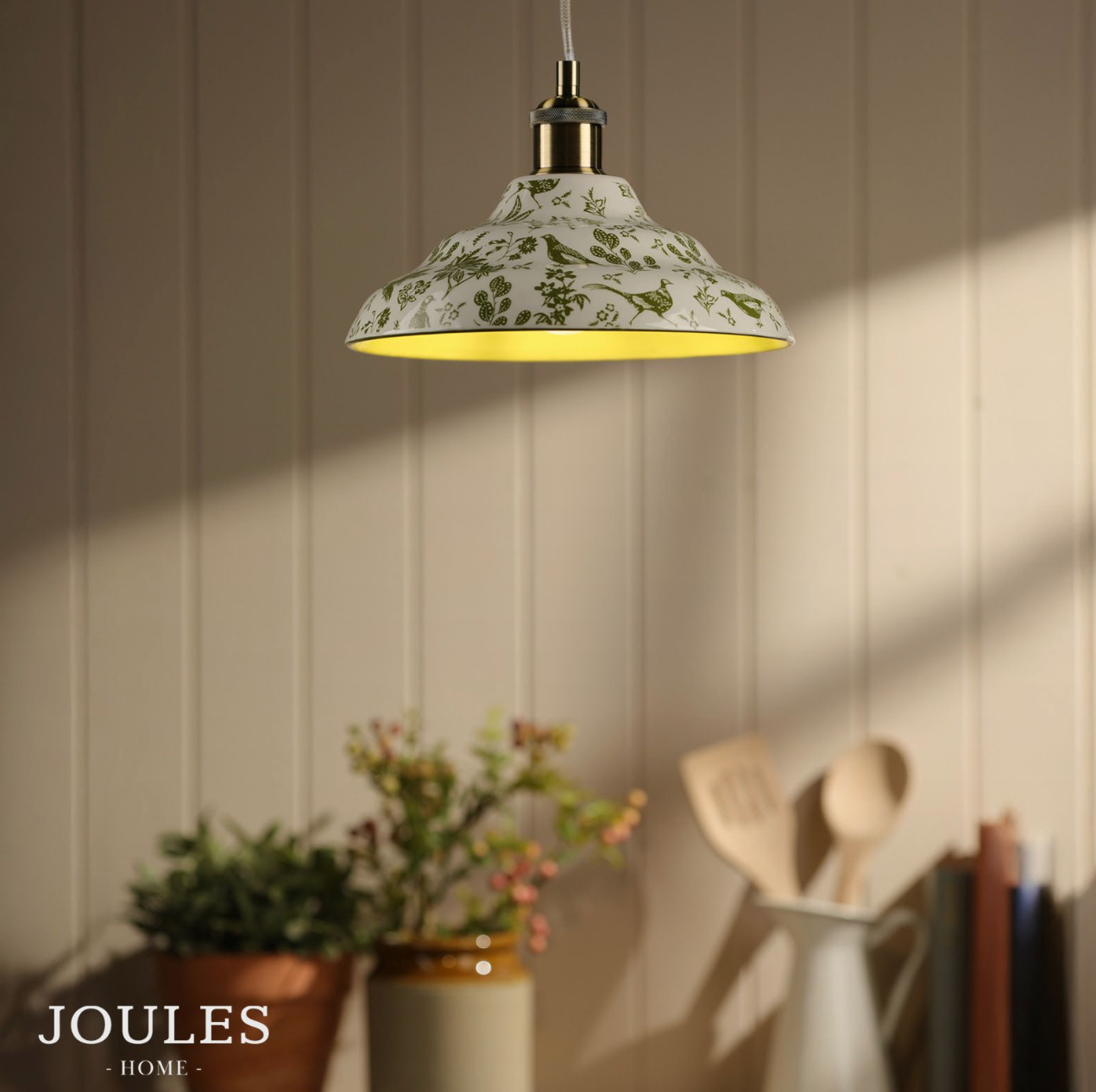 Joules Audley Pendant Green Ceramic and Matt Antique Brass