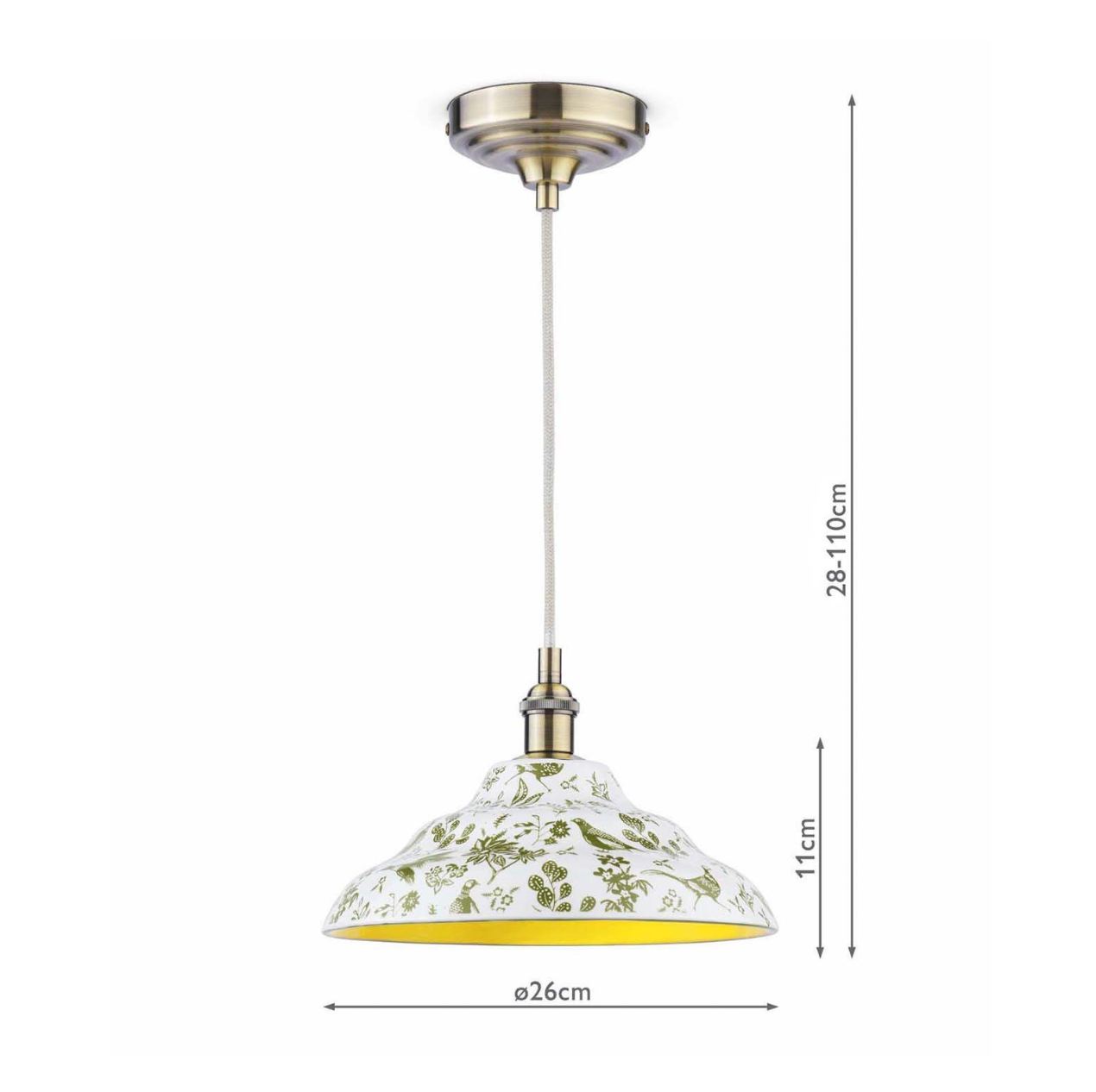 Joules Audley Pendant Green Ceramic and Matt Antique Brass