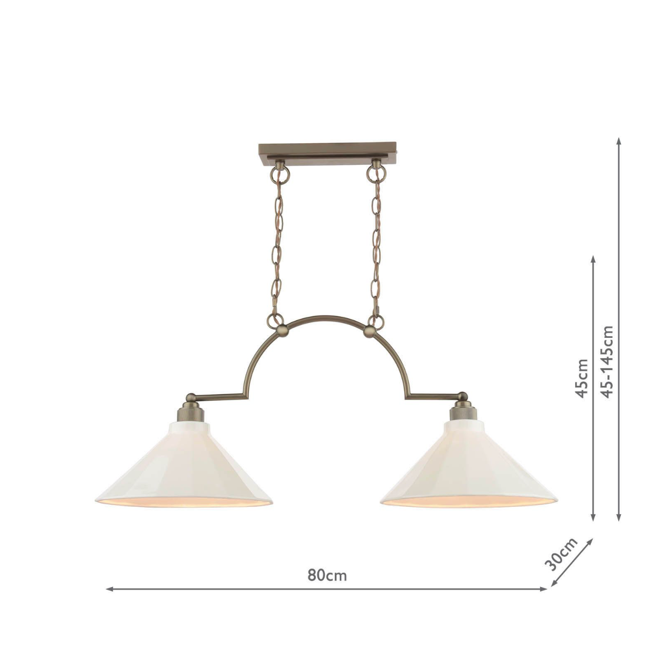 Joules Lynton 2 Light Pendant Satin Bronze and Cream