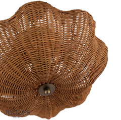 Joules Braywick 3 Light Flush Satin Bronze and Rattan shade