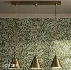 Joules Wollaton 3 Light Bar Pendant Matt Antique Brass and Matt White