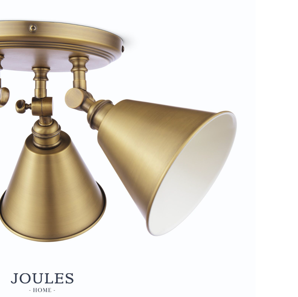 Joules Wollaton 3 Light Plate Spotlight Matt Antique Brass and Matt White