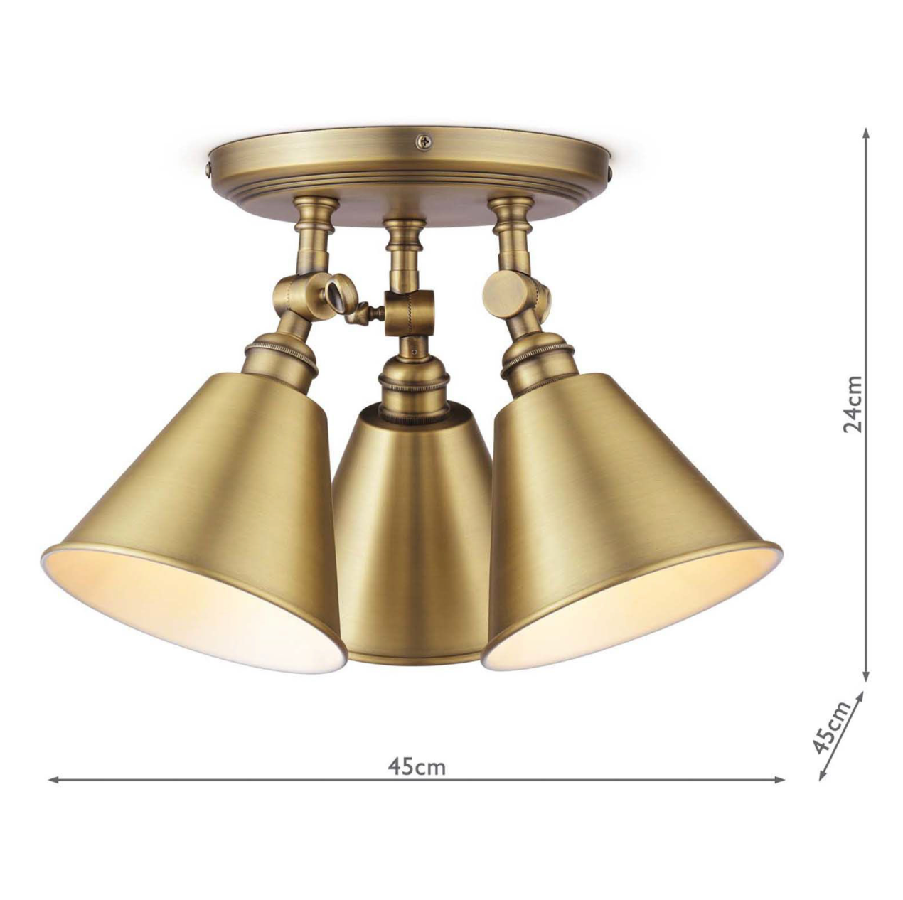 Joules Wollaton 3 Light Plate Spotlight Matt Antique Brass and Matt White