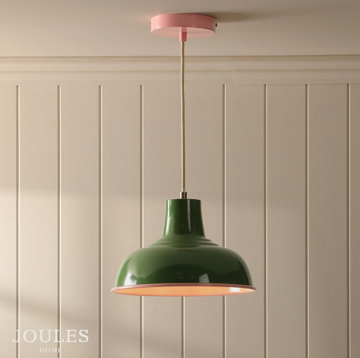 Joules Hatfield Pendant Green and Gloss Pink