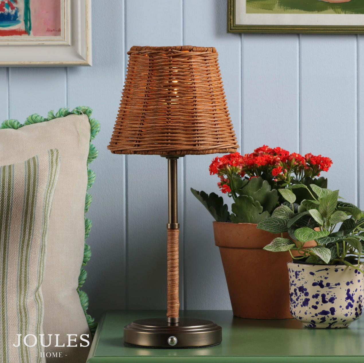 Joules Elcot Rechargeable LED Table Lamp Dark Rattan