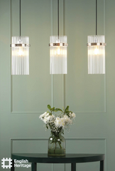 Eltham 3 Light Bar Pendant Polished Nickel and Glass