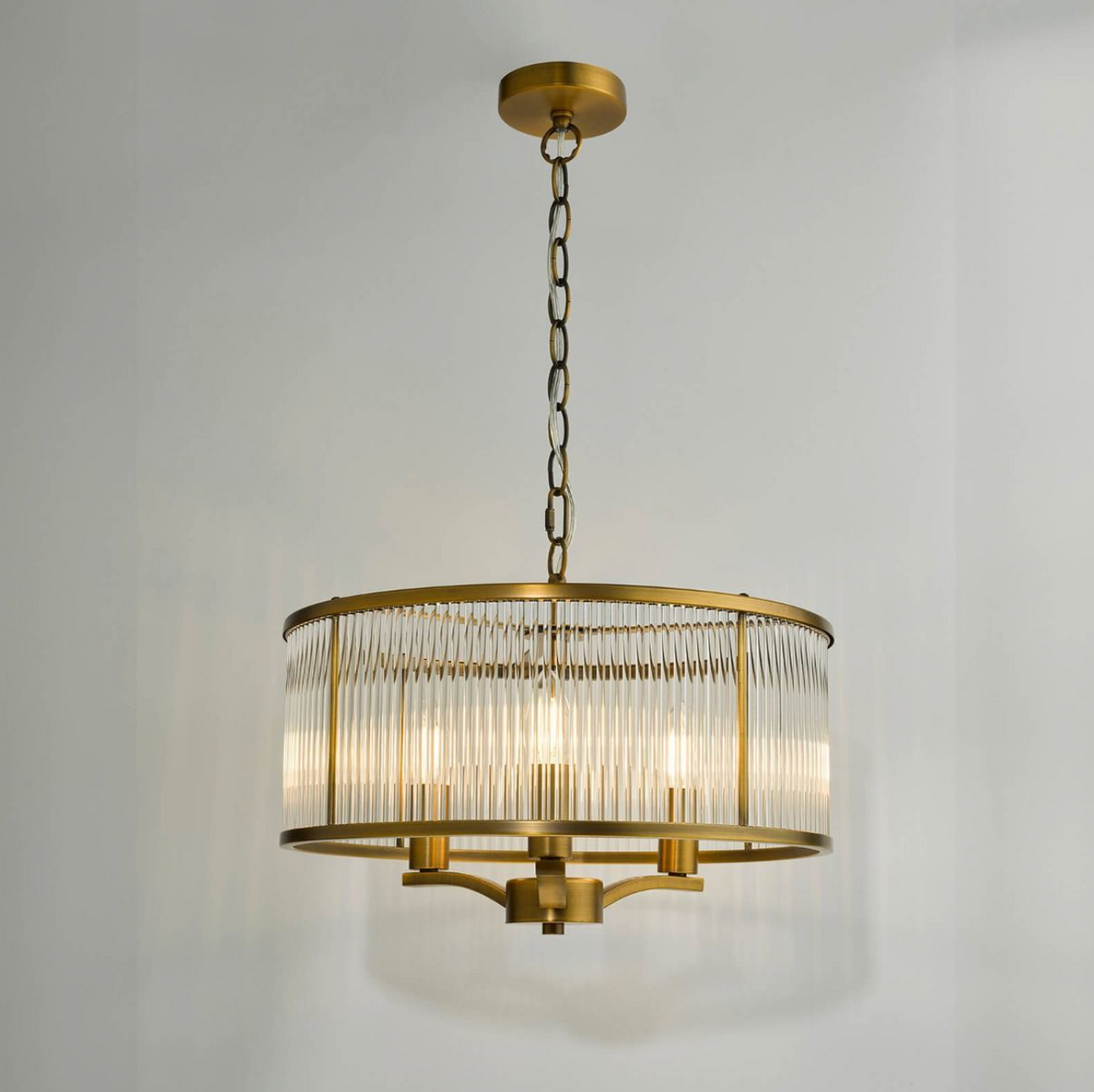 Evelyn 3 Light Pendant Antique Bronze and Glass