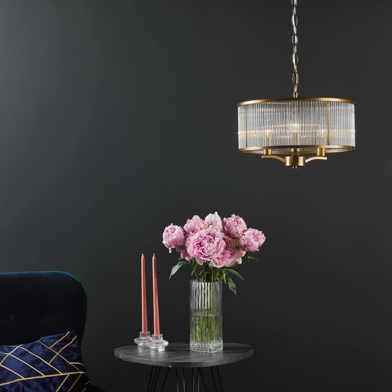 Evelyn 3 Light Pendant Antique Bronze and Glass