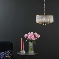 Evelyn 3 Light Pendant Antique Bronze and Glass