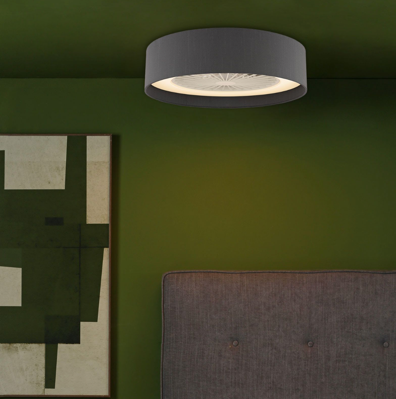 Fan Flush White With Grey Shade LED