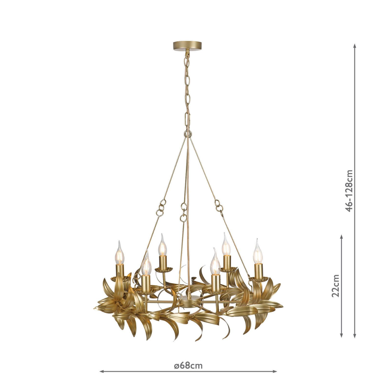 dar Lighting  Nadria 6 Light Pendant Satin Gold
