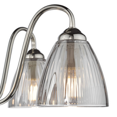 Glynis 5 Light Semi-Flush Polished Nickel and Smoked Ribbed Glass