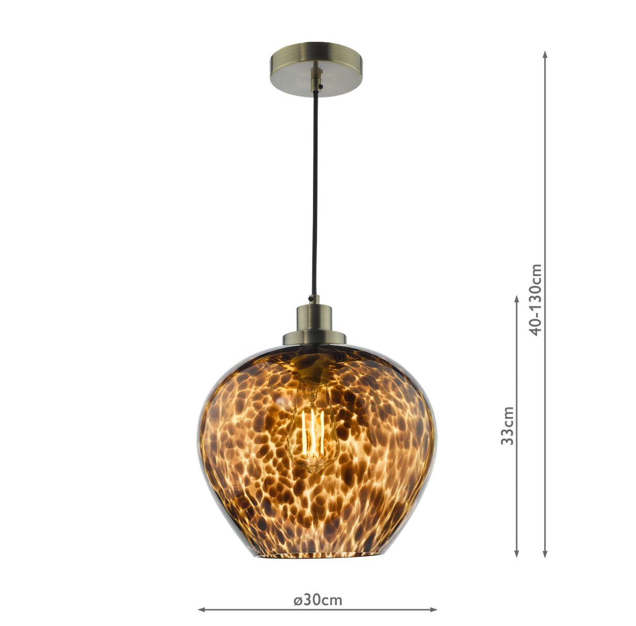 Leandra Pendant Tortoiseshell Glass and Antique Brass