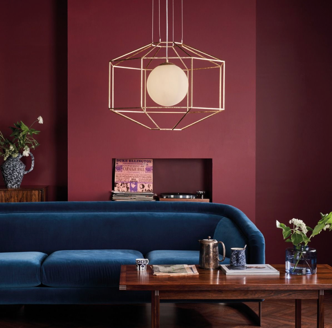 Izmir Hexagonal Old Gold Frame with Opal Glass