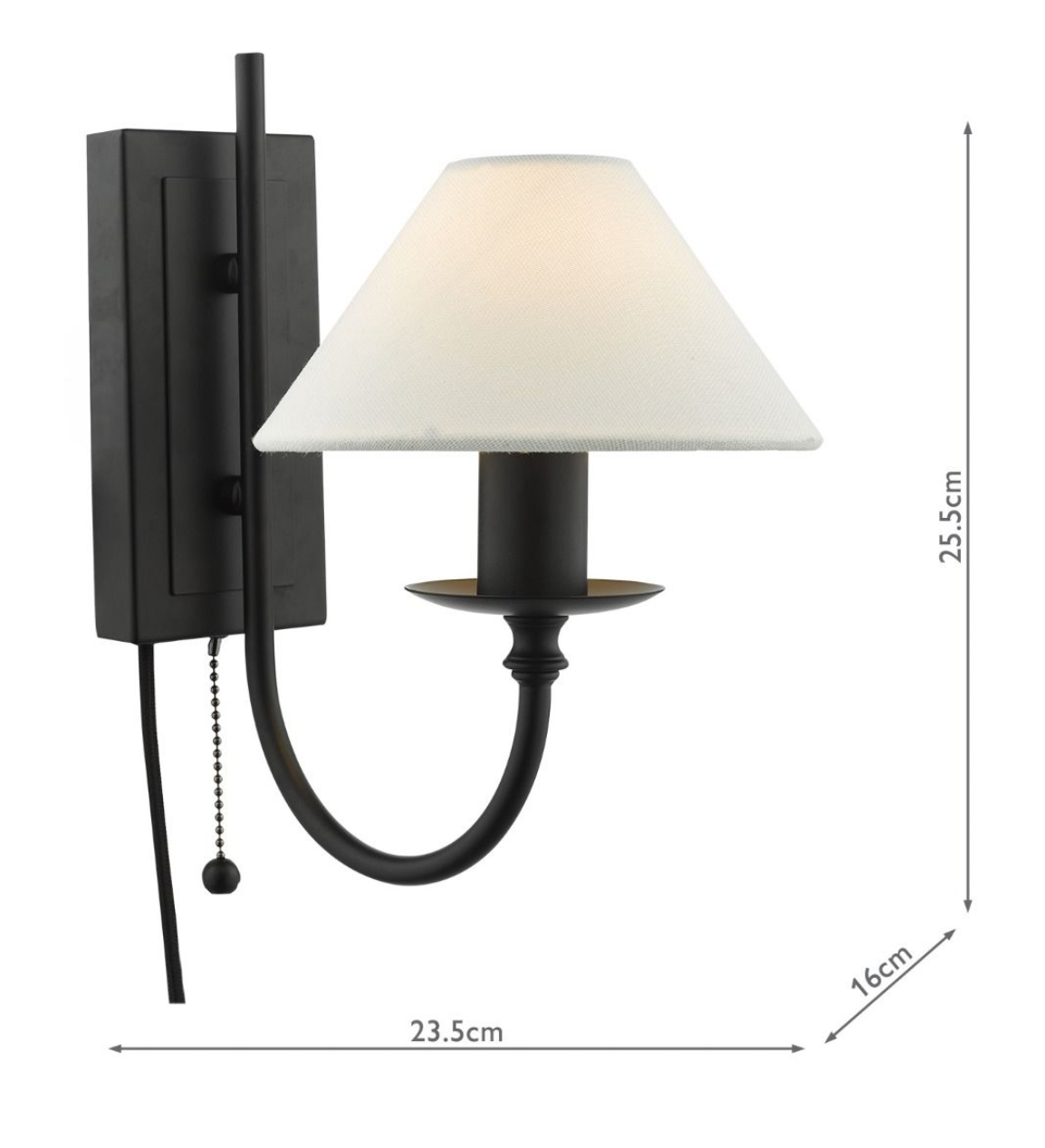 Sivan Wall Light Matt Black With Shade