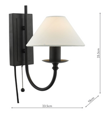 Sivan Wall Light Matt Black With Shade